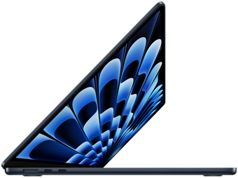 Profile of open 13-inch MacBook Air in Midnight