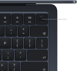 Touch ID sensor located in top right corner of MacBook Air keyboard